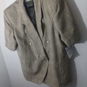 Rena Rowan 1980s Plaid Short Sleeve Double Breasted Blazer New 22W